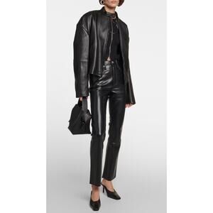 Frame Le High 'n' Tight Stretch-leather Straight-leg Pants